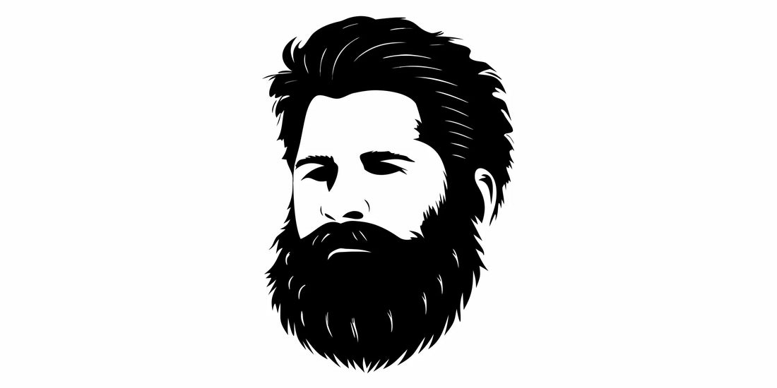 A graphic of a healthy beard and hair showing the benefits of beef tallow.