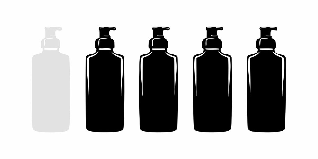 A row of five moisturizing beard wash products reviewed for stopping beard itch.