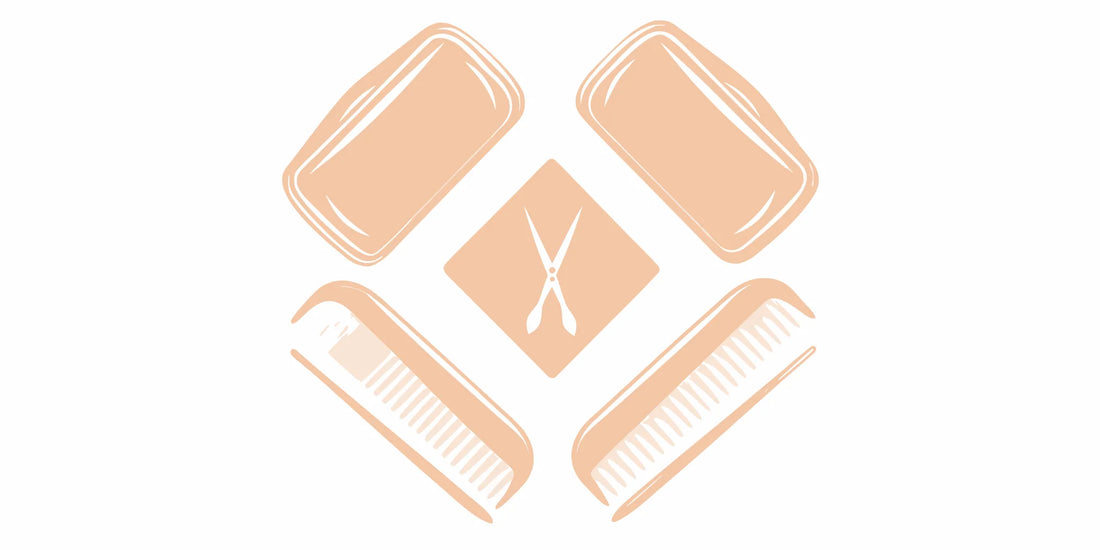 Unscented tallow based beard balm with grooming tools for natural, sensitive skin care.