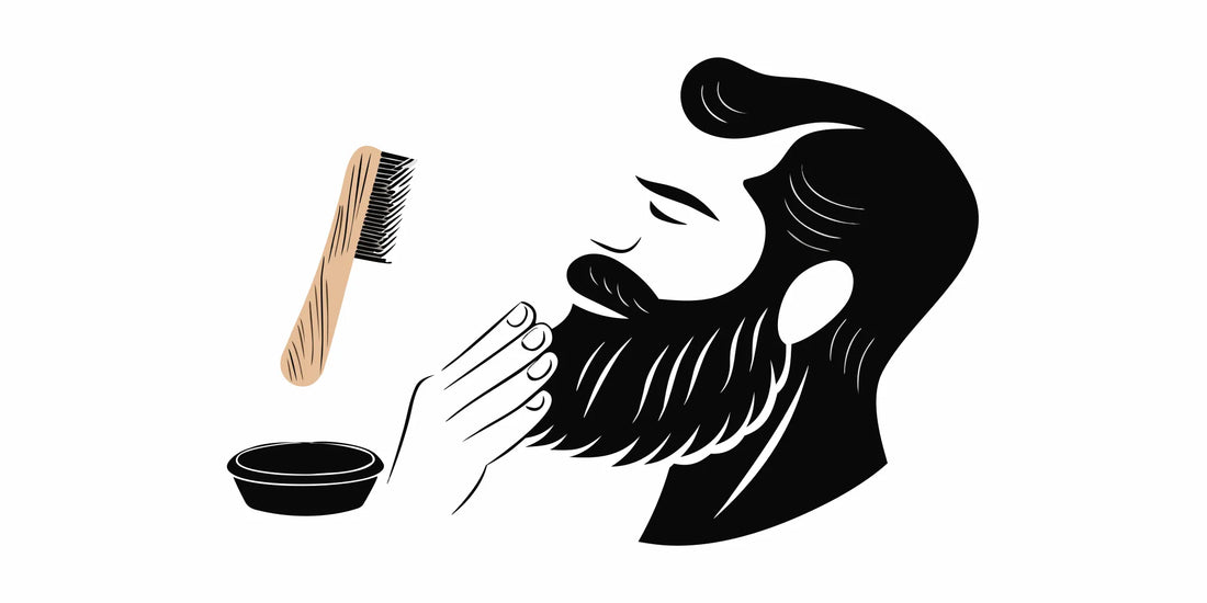 A simple beard routine for beginners with essential tools like beard oil, balm, and a brush.
