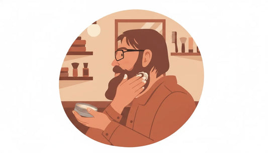 Man applying tallow beard balm to his beard for shape and control