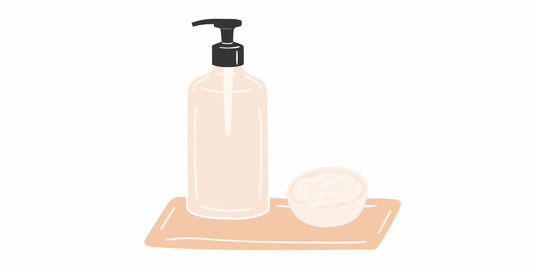 Tallow based beard wash and balm on a tray, available to buy online.