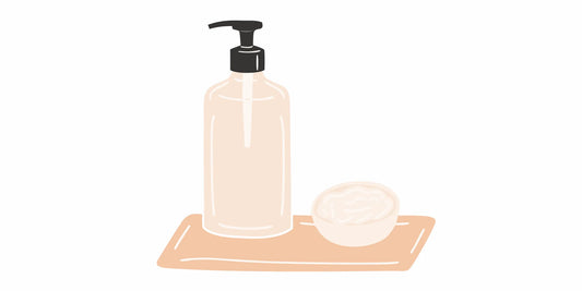 Tallow based beard wash and balm on a tray, available to buy online.
