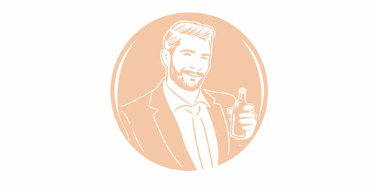 Man with a beard holding a natural beard softener for sensitive skin.