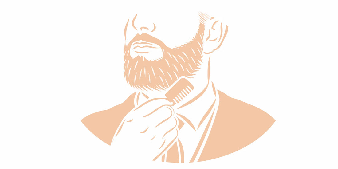 Man combing his coarse beard, a key step in how to soften a beard naturally.