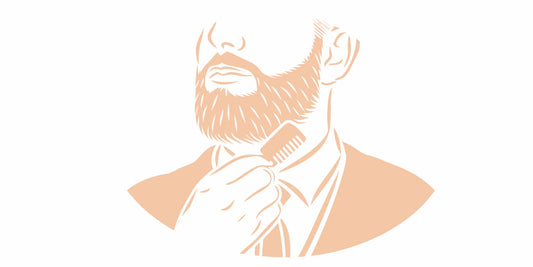 Man combing his coarse beard, a key step in how to soften a beard naturally.