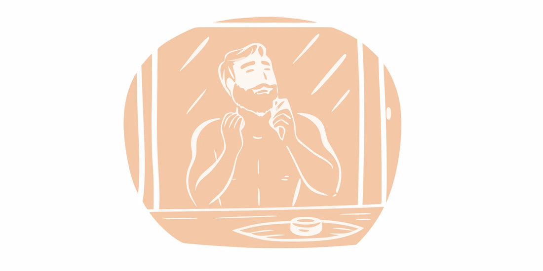 Man learning how to use beard balm without a greasy finish