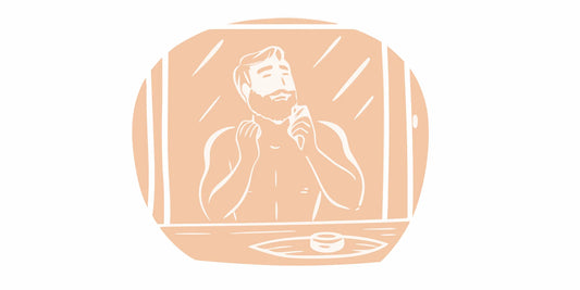 Man learning how to use beard balm without a greasy finish