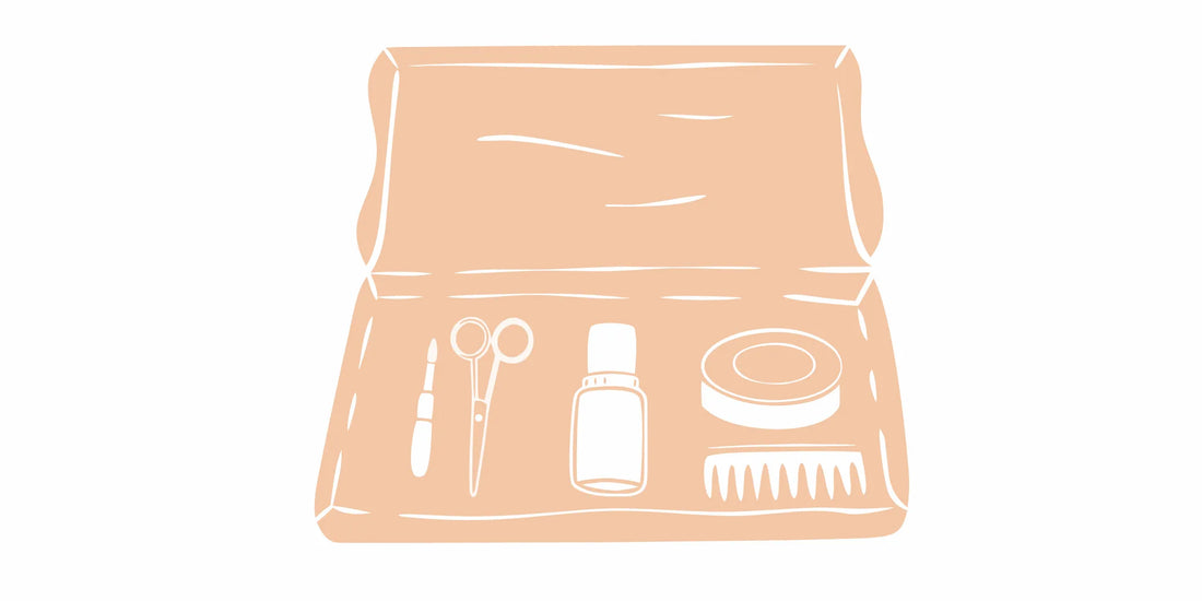 The John Daly beard kit, including beard oil, balm, a comb, and grooming scissors.