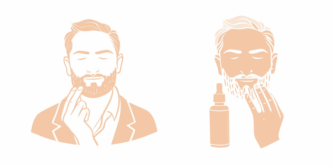 A man applying jojoba oil for better beard care.