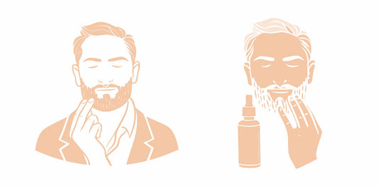 A man applying jojoba oil for better beard care.
