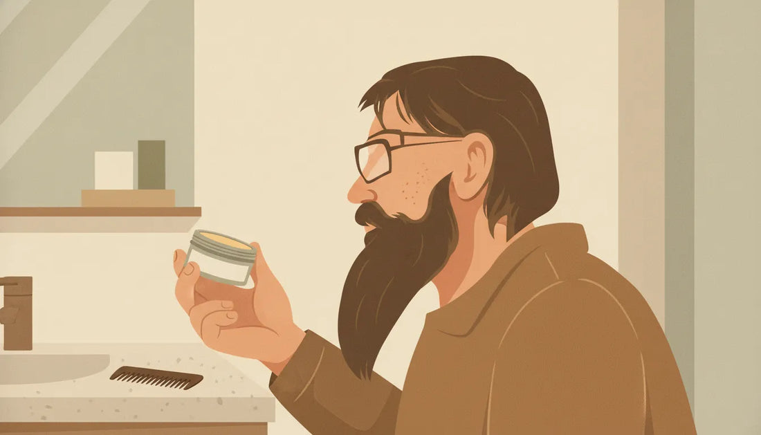 Man choosing beard balm for a practical daily grooming routine