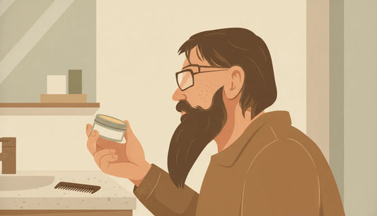 Man choosing beard balm for a practical daily grooming routine