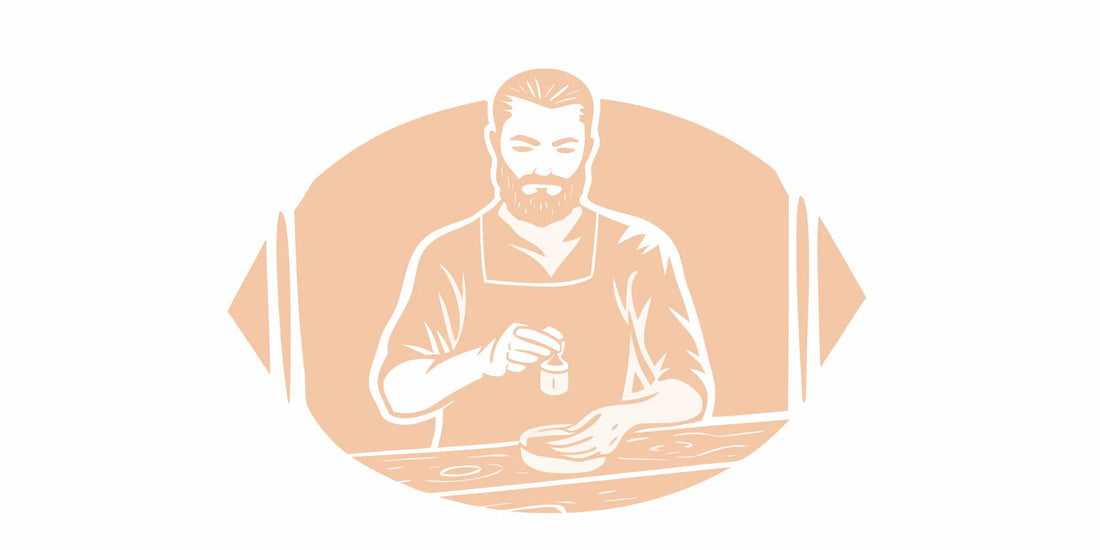 Man using natural beard balm with clean grooming ingredients