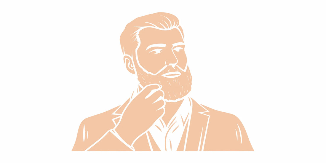 Man softening his coarse beard with a natural beard balm.