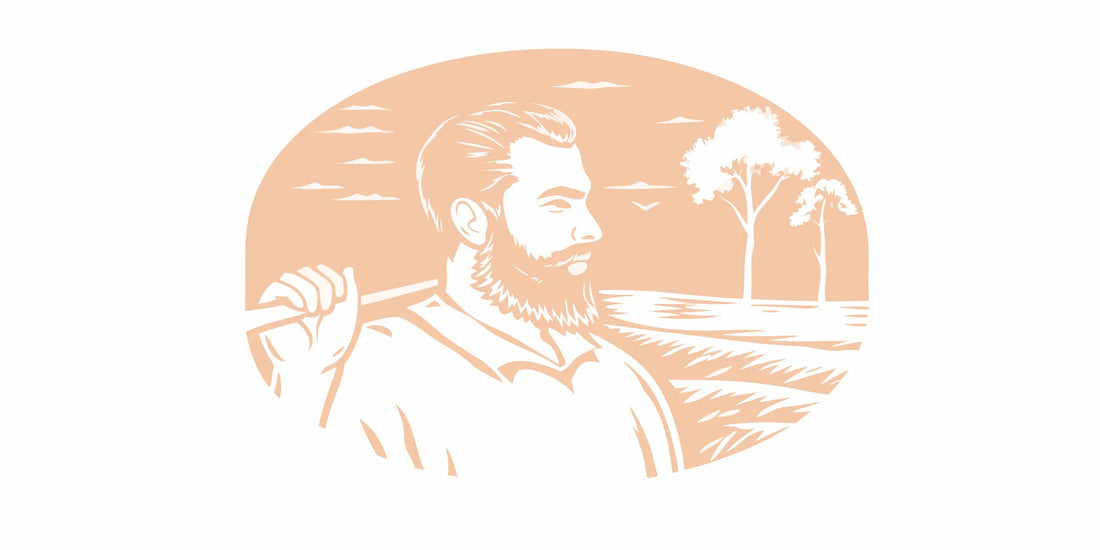 Bearded man enjoying summer golf with a well-maintained beard in warm sunlight