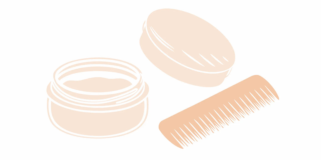 A jar of tallow beard balm and a comb for beard growth.