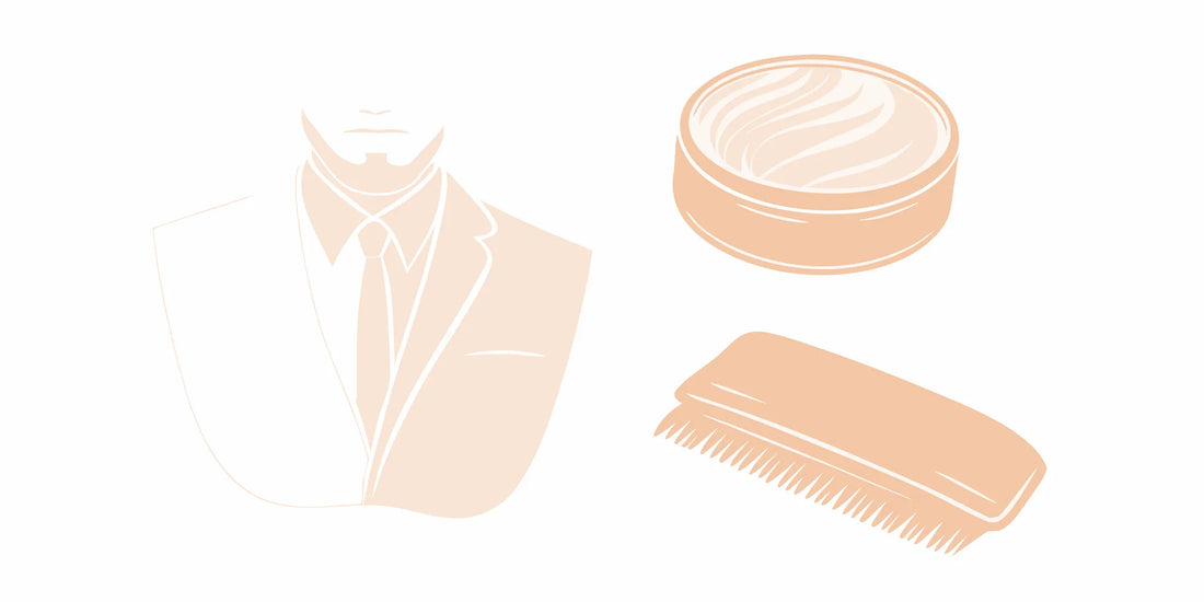 Beard balm and brush to soften coarse beard hair.