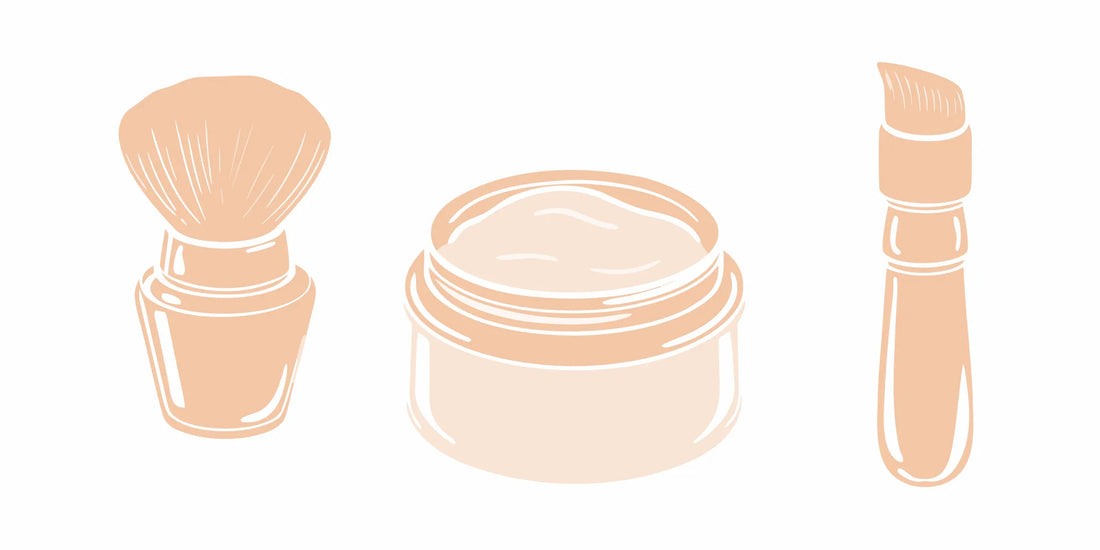 Men's tallow grooming kit with tallow balm, a shaving brush, and an applicator.