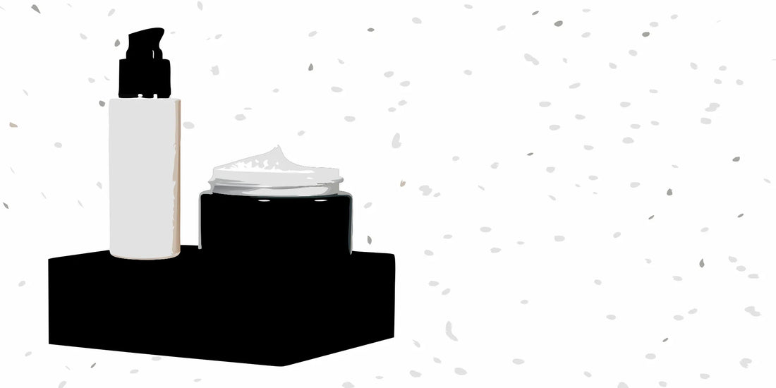 A nourishing moisturizer for dry skin in a pump bottle and cream jar.