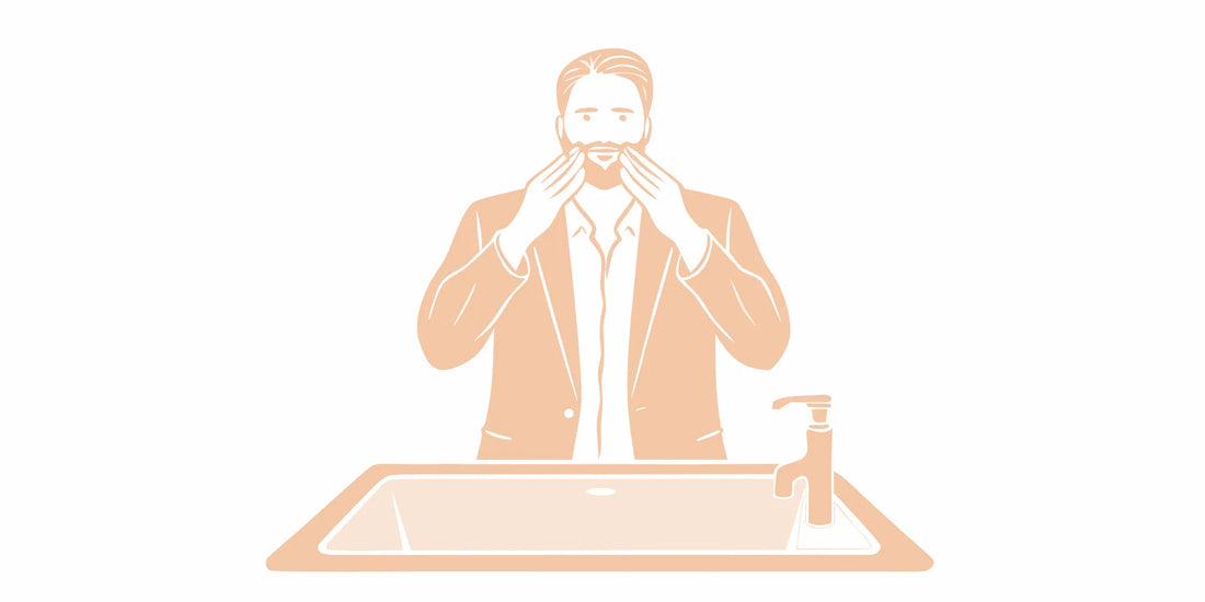 Man applying beard conditioner for a softer beard and hydrated skin.