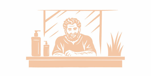 Bearded man using DALYSMOOTH grooming products