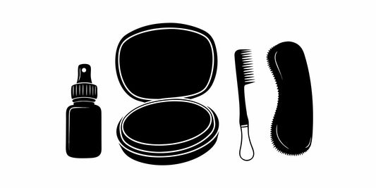 Beef tallow beard care kit with oil, balm, comb, and brush.