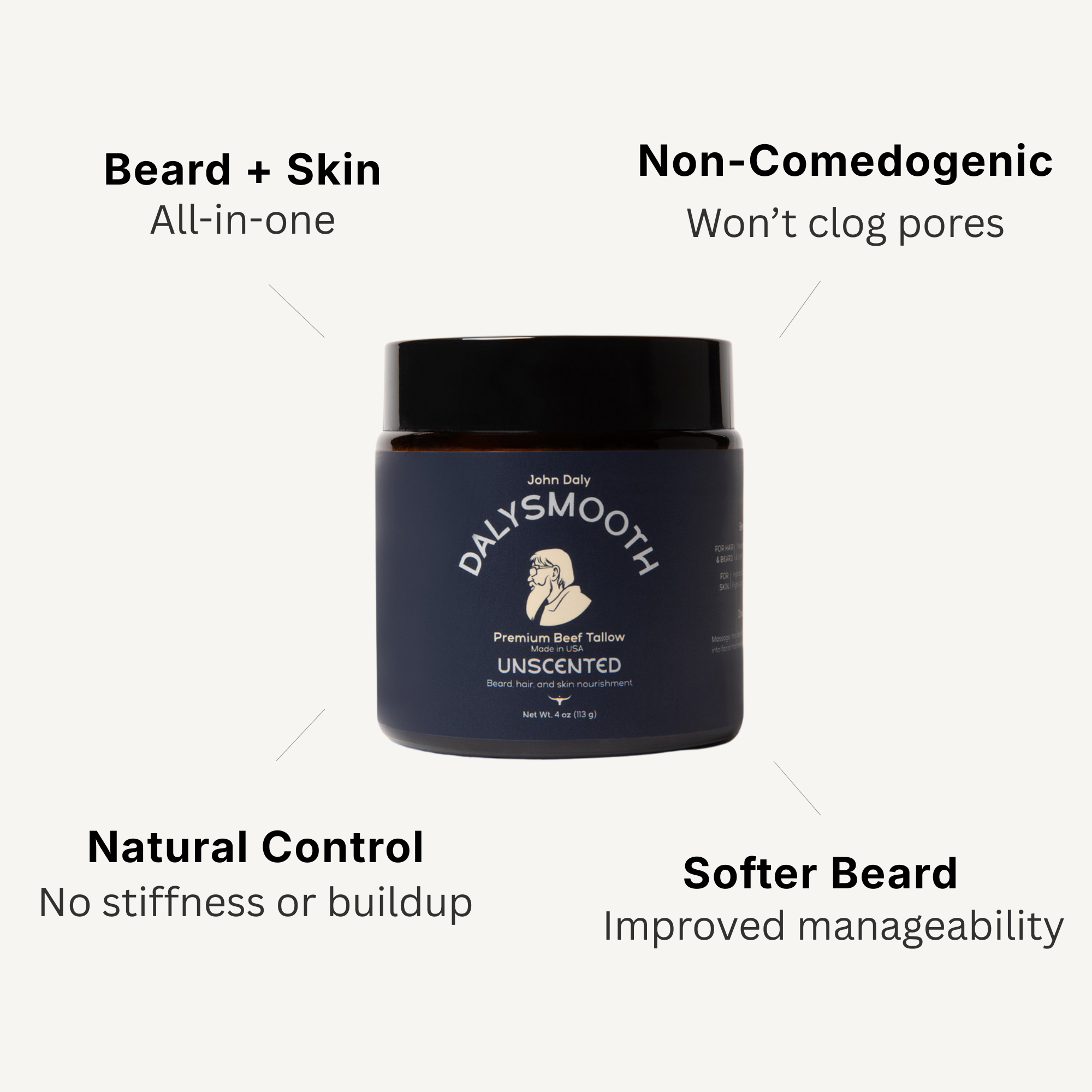 Unscented Beef Tallow Balm for Face & Beard