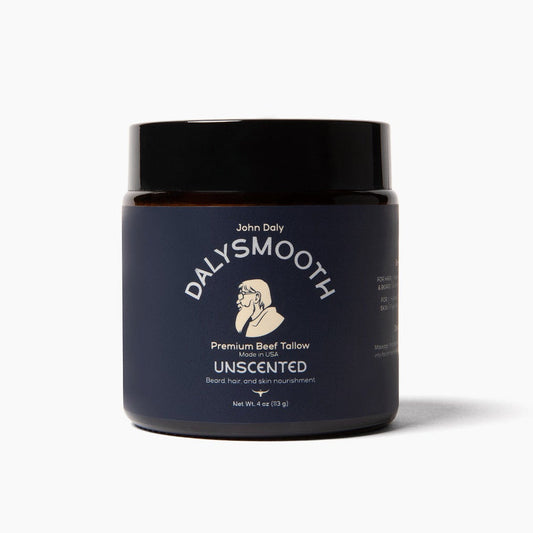 Jar of Dalysmooth premium beef tallow on a white background